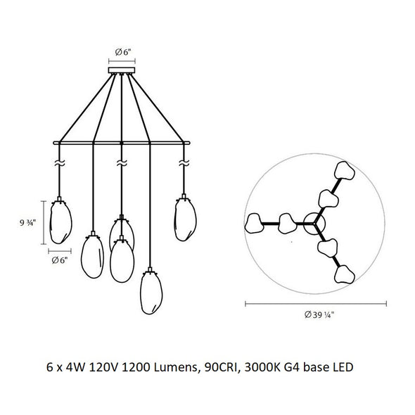 Liquid Large Spreader Multi Light Pendant Light