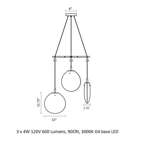 Cantina Three Light Spreader Pendant Light