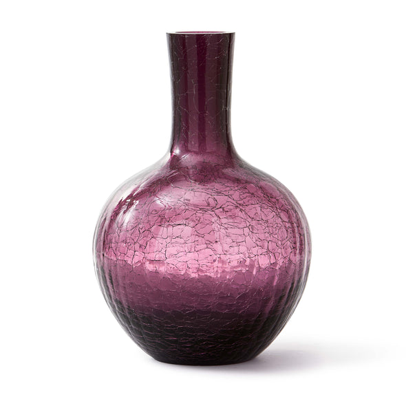 Crackled Glass Ball Body Vase