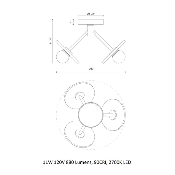 Dahlia LED Semi Flush Mount