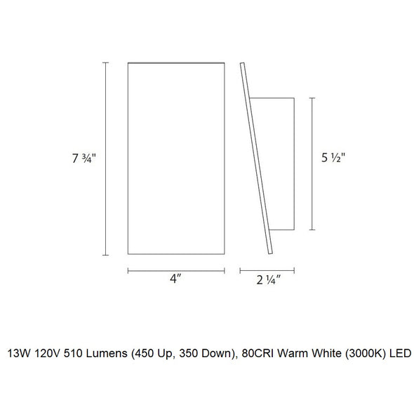 Angled Plane Narrow Wall Light