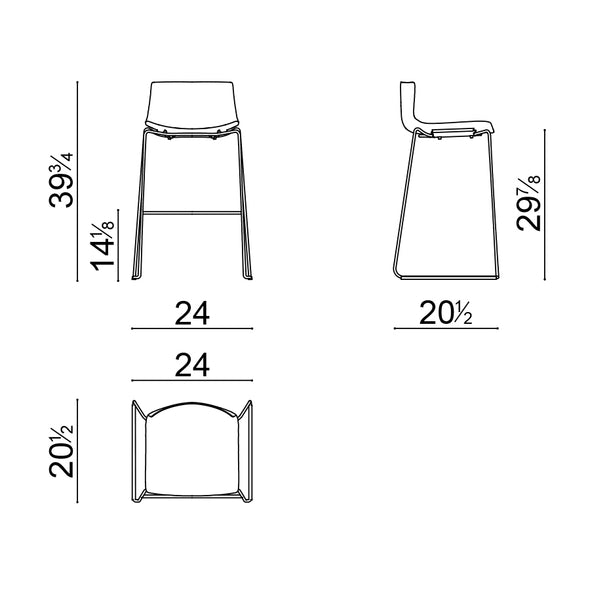 Catifa 46 Fully Upholstered Bar and Counter Stool with Sled Base