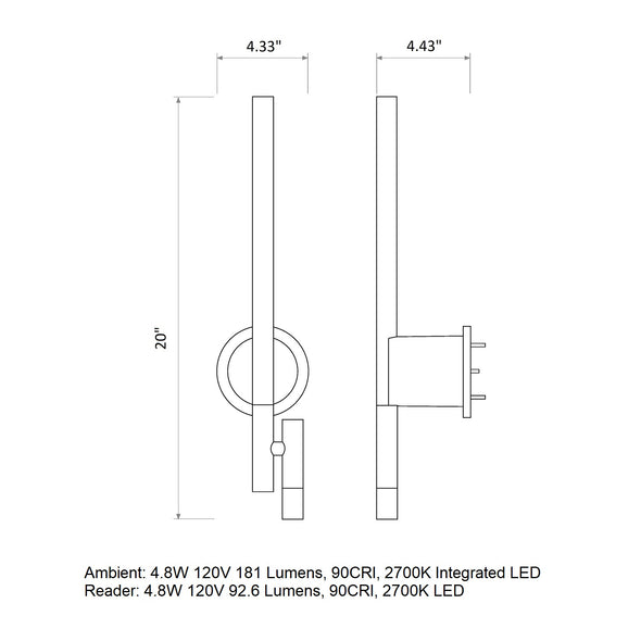 Baton Reading LED Wall Sconce