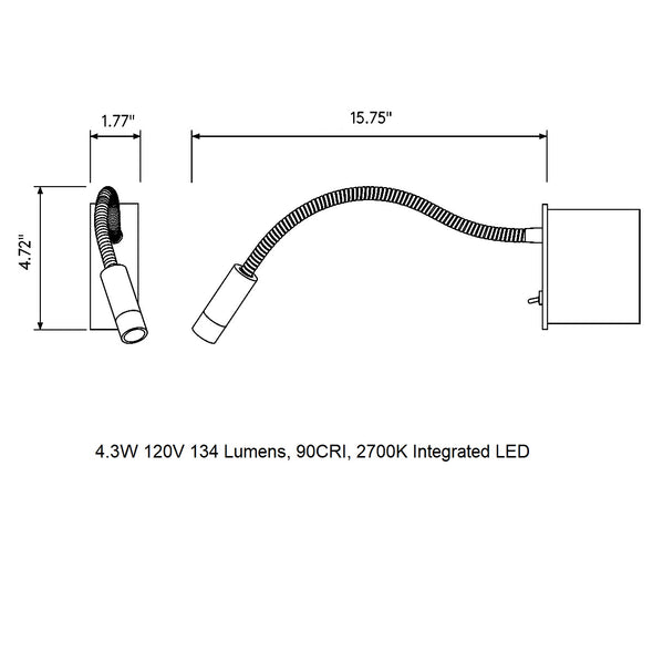 Leo Switched LED Reading Wall Sconce