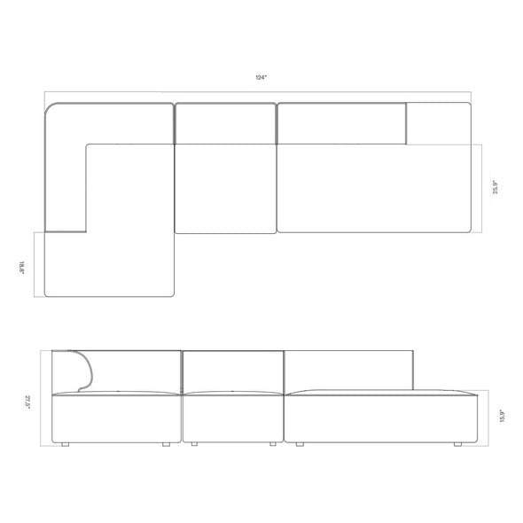 Eave Modular Open Chaise Sofa