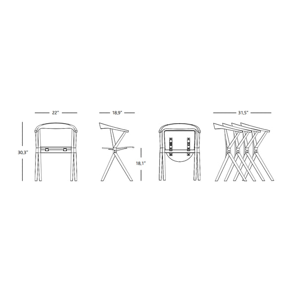 Chair B Folding Chair with Leather Seat