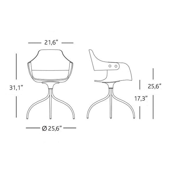 Showtime Swivel Chair with Upholstered Seat/Back