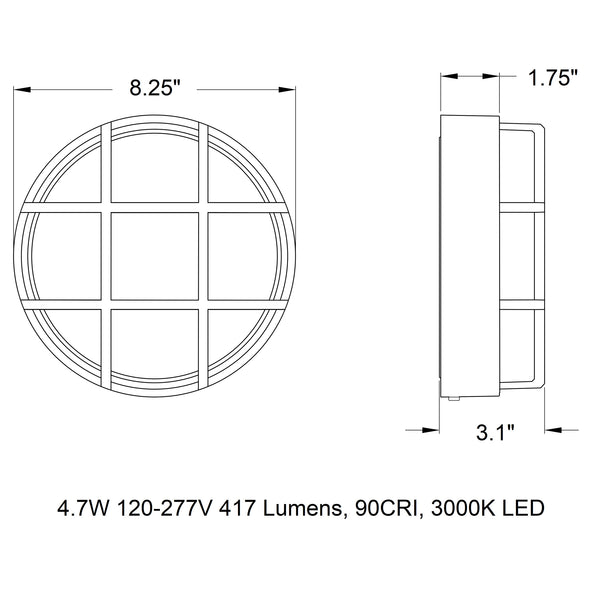 B33502/B33503 Impact Resistant Outdoor LED Wall/Ceiling Light