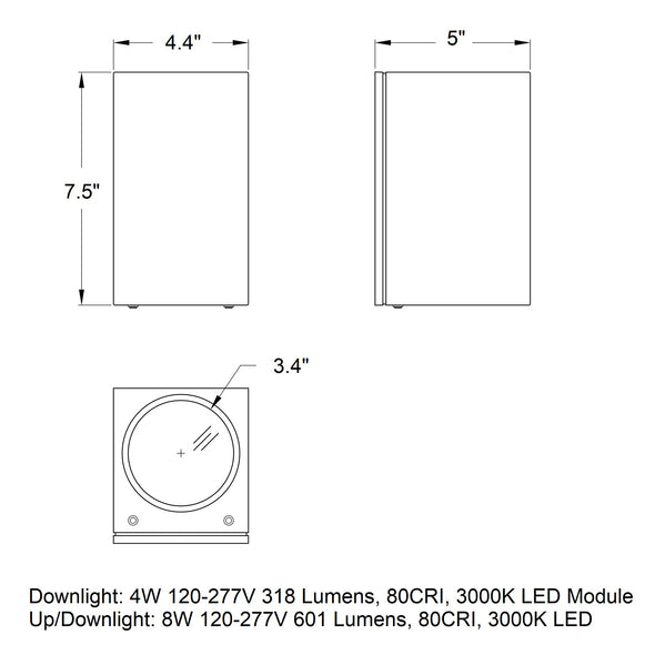B33580/B33591 Narrow Beam Outdoor LED Wall Sconce