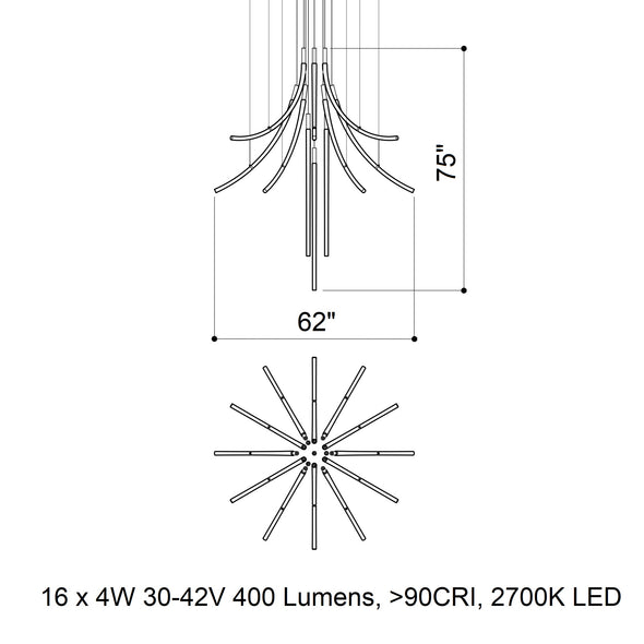 Flare 16-Light LED Chandelier