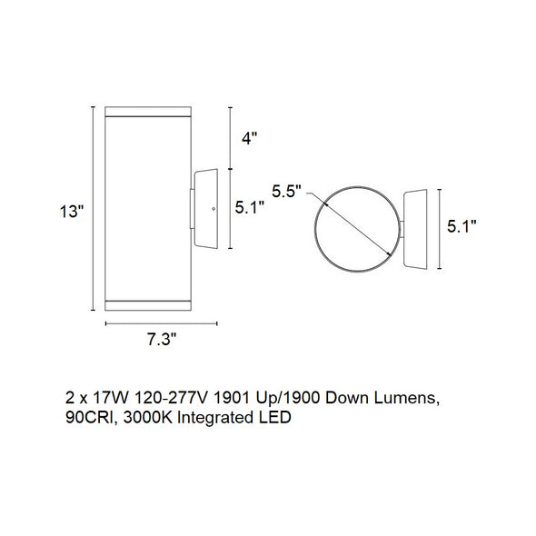 Outdoor Cylinder LED Wall Sconce