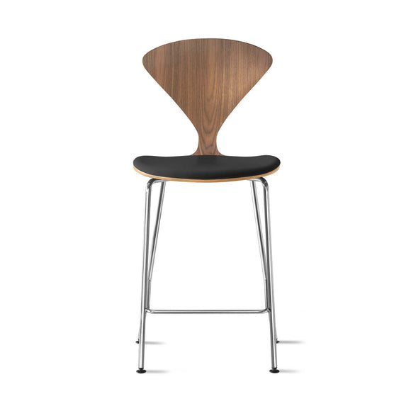 Stool with Chrome Base - Upholstered Seat