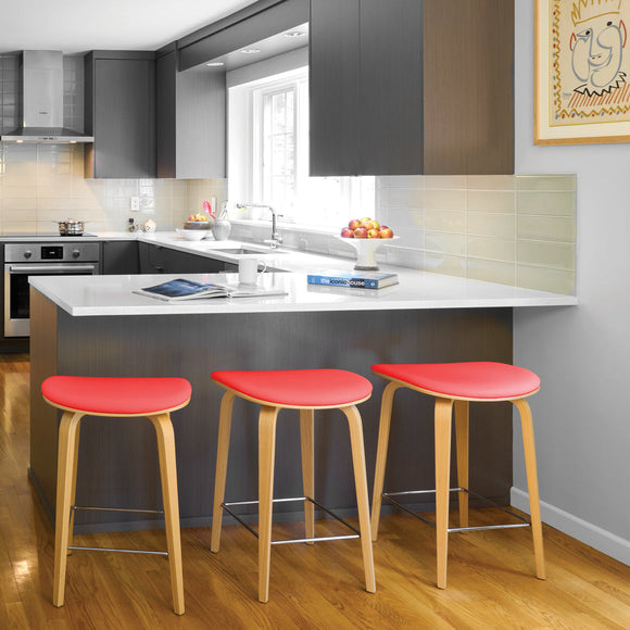 Under Counter Upholstered Wood Stool