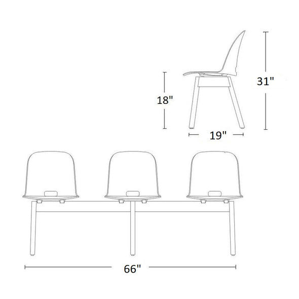 ALFI 3-Seat High-Back Bench