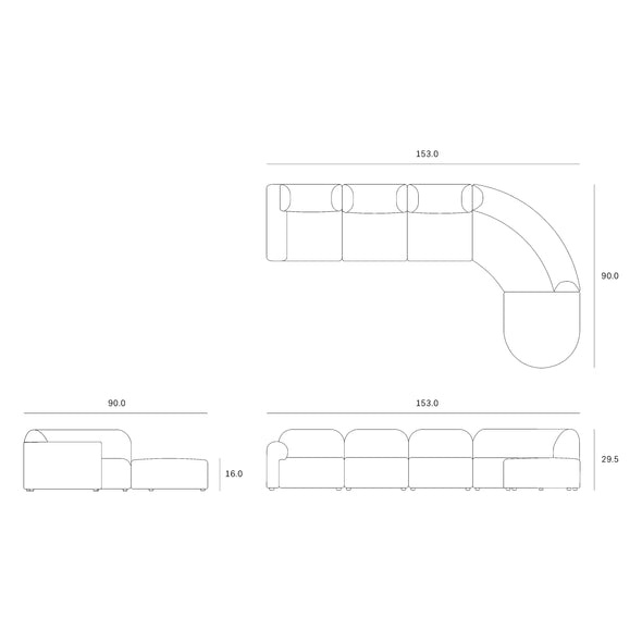 Bulky Modular Sofa Set with Footstool
