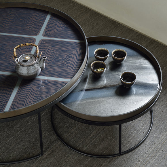 Large Tray Round Coffee Table Set
