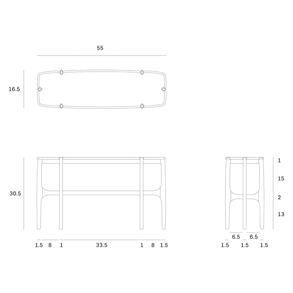 PI Console Table with 6 Legs