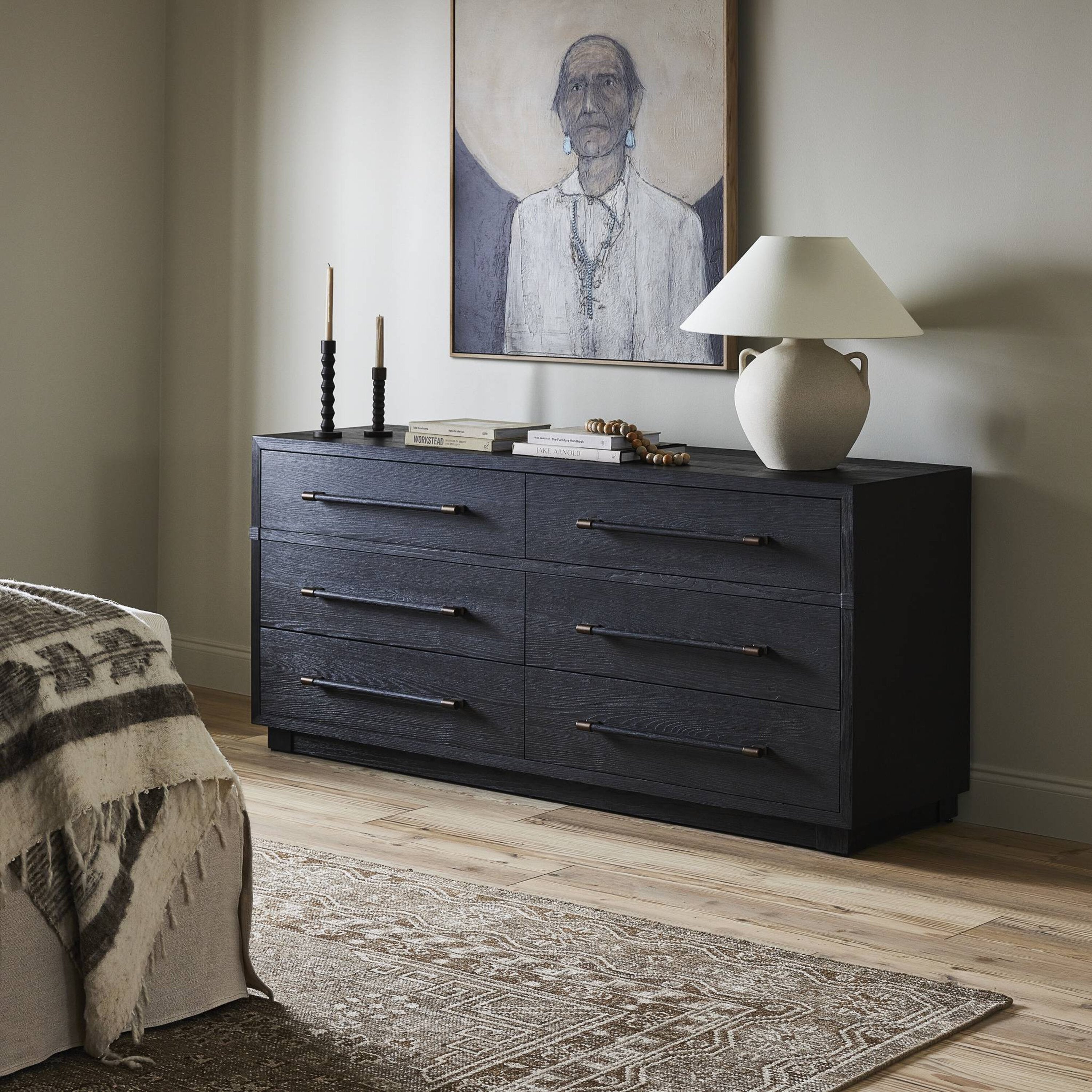 shoes to wear with maxi dress Roark 6 Drawer Dresser Ebony Oak Veneer Four Hands Adolfo 6 Drawer Dresser
