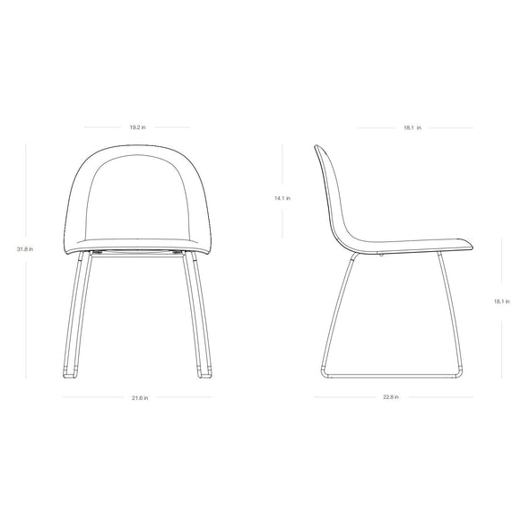 GUBI 3D Non Upholstered Dining Chair - Sledge Base