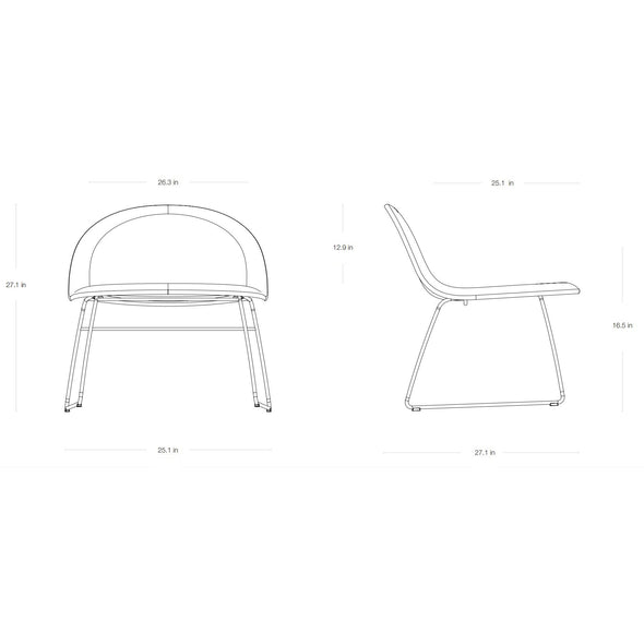 GUBI 3D Upholstered Lounge Chair - Sledge Base
