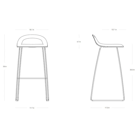 GUBI 3D Upholstered Bar and Counter Stool - Sledge Base