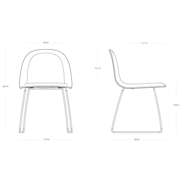 GUBI 3D Veneer Front Upholstered Dining Chair
