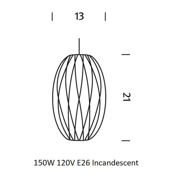 Medium: 13 in diameter / 10 ft Nelson Cigar Crisscross Bubble Pendant Light