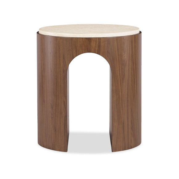 Eleana Wood Round End Table