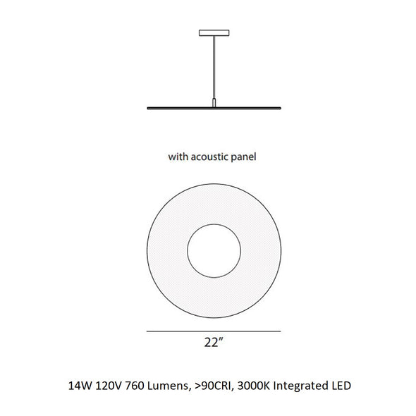 Yurei LED Pendant Light with Acoustic Panel