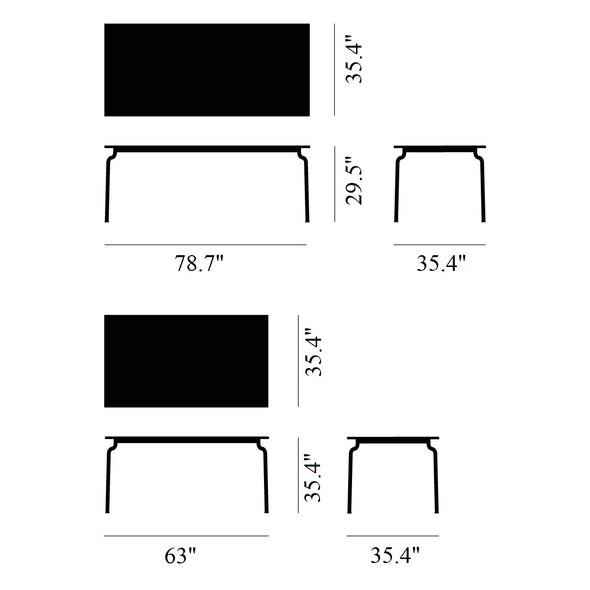 South Outdoor Rectangular Steel Dining Table