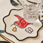 Salon Motif Embroidered Linen Coaster (Set of 4)