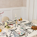 Salon Motif Embroidered Linen Coaster (Set of 4)