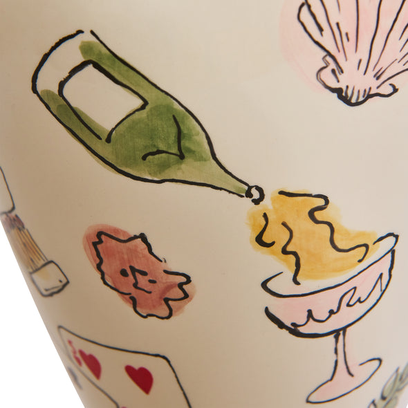 Salon Motif Hand Painted Ceramic Vase