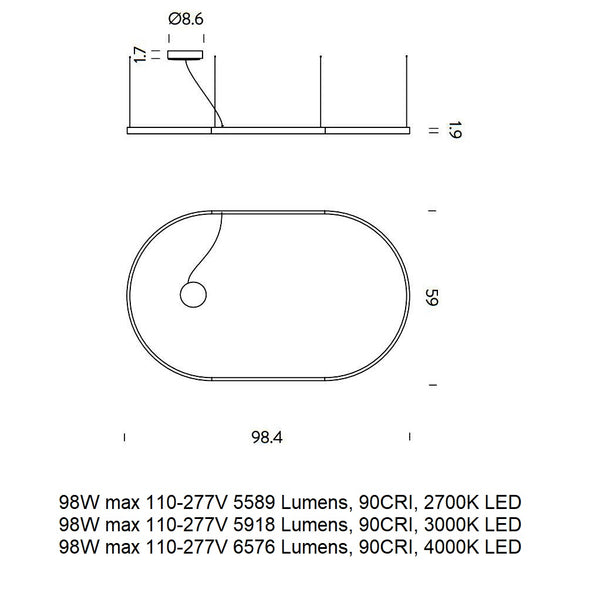 Zirkol Oval LED Pendant Light