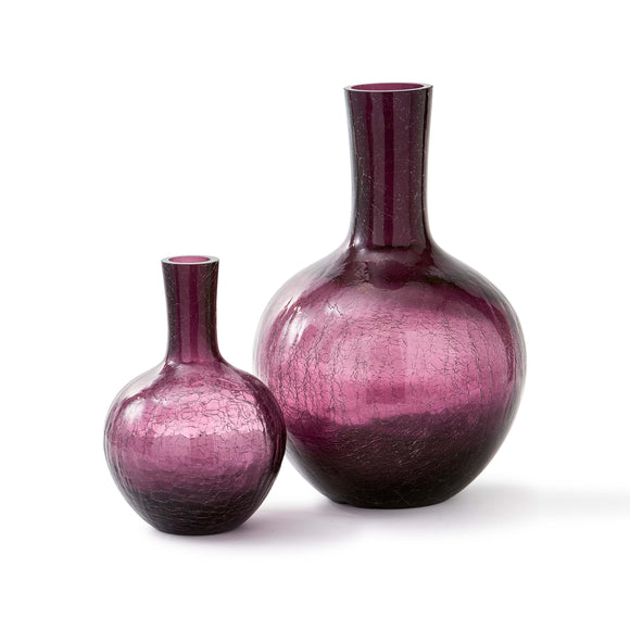 Crackled Glass Ball Body Vase