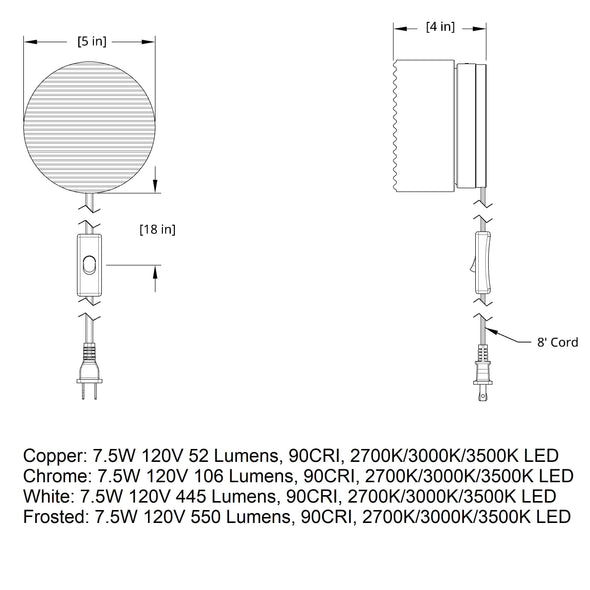 Crisp Corded LED Wall Sconce
