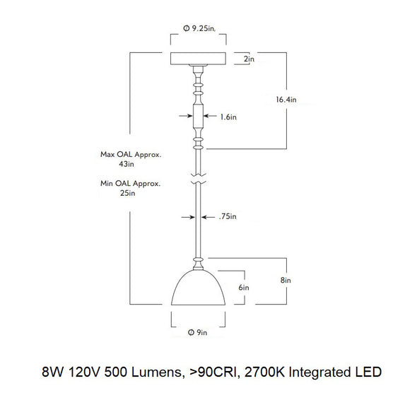 Del Playa Stemmed LED Pendant Light