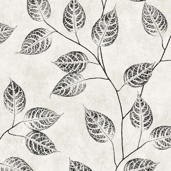 White Heron Branch Trail Silhouette Wallpaper Sample Swatch