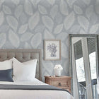 White Heron Tossed Leaves Wallpaper