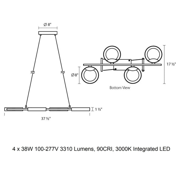 Light Guide Ring Four Light LED Bar Pendant Light
