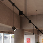 Suspenders Linear Offset Multi Light Pendant Light with Mixed Cylinder Luminaires
