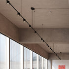 Suspenders Linear Offset Multi Light Pendant Light with Mixed Cylinder Luminaires