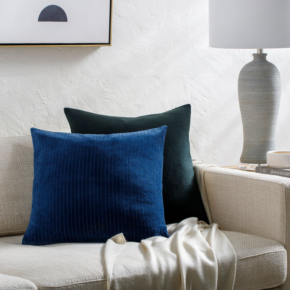 Cotton Velvet Stripes Throw Pillow