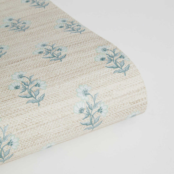 Tiny Blooms Faux Grasscloth Removable Wallpaper
