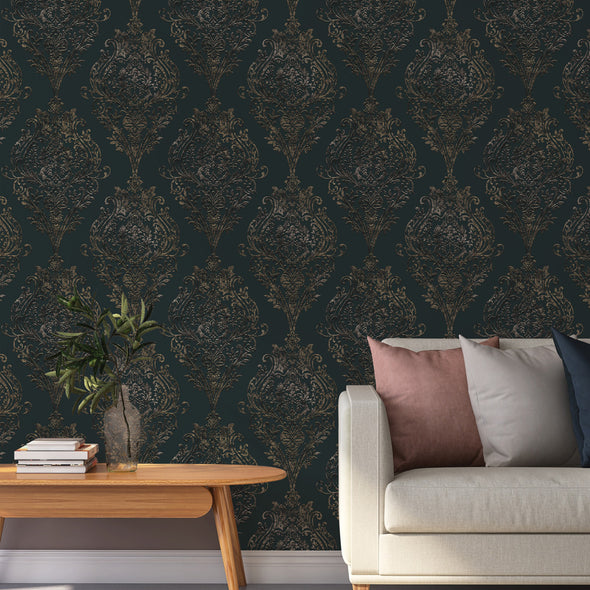 Estate Damask Unpasted Wallpaper