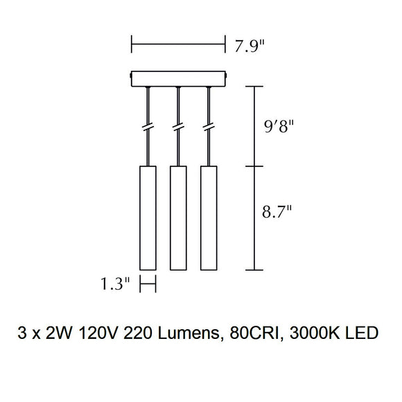 Chimes 3-Light Cluster LED Pendant Light