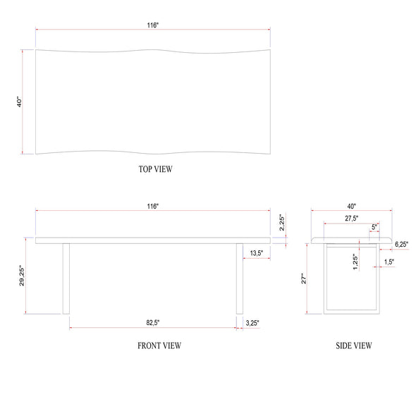 Brooks Dining Table - U Base