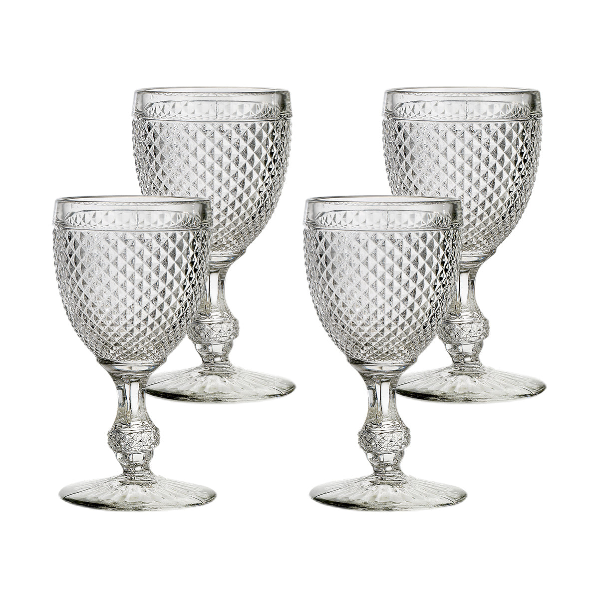 Vista Alegre Bicos Set of 4 Blue Water Goblet Glasses
