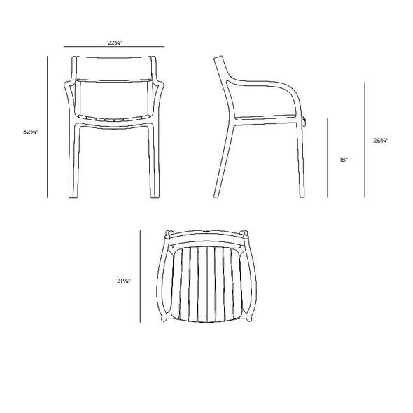 Madison Slats Outdoor Dining Armchair (Set of 4)