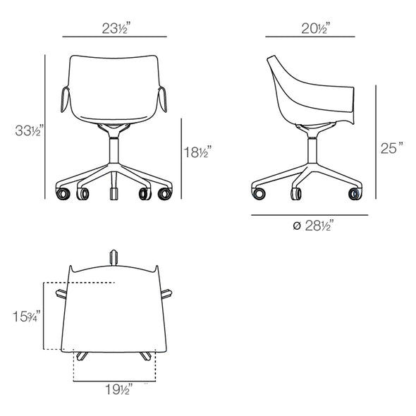 Manta Swivel Caster Armchair (Set of 2)